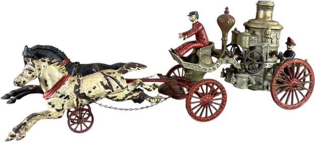 HARRIS TWO HORSE FIRE PUMPER WAGON