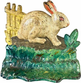 ALBANY FOUNDRY RABBIT BY FENCE DOORSTOP