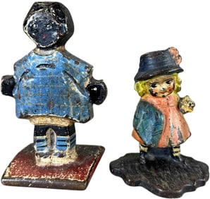 HUBLEY TOPSY & SMALL GIRL IN HAT DOORSTOPS