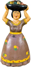 TROPICAL WOMAN W/ FRUIT BASKET DOORSTOP