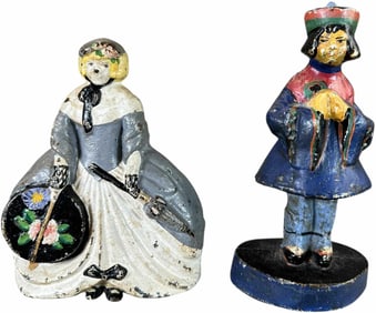ASIAN BOY AND WOMAN IN HOOP SKIRT DOORSTOP