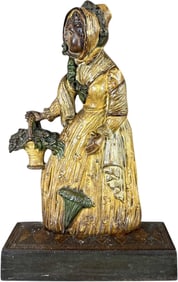 B & H LADY W/ FLOWER BASKET AND PARASOL DOORSTOP
