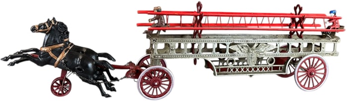 LARGE HUBLEY HORSE DRAWN HOOK & LADDER