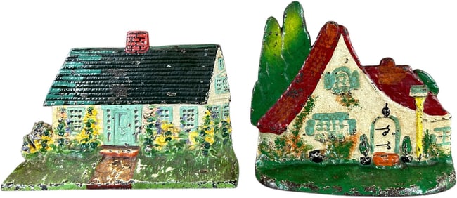 TWO COTTAGE DOORSTOPS
