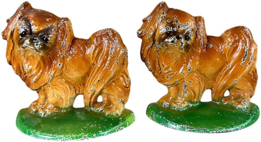 TWO HUBLEY PEKINGESE DOG BOOKENDS