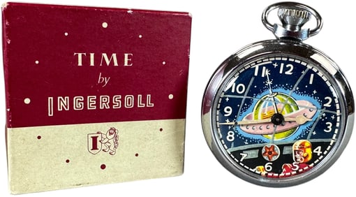 BOXED SPACE CHARACTER TIME POCKET WATCH