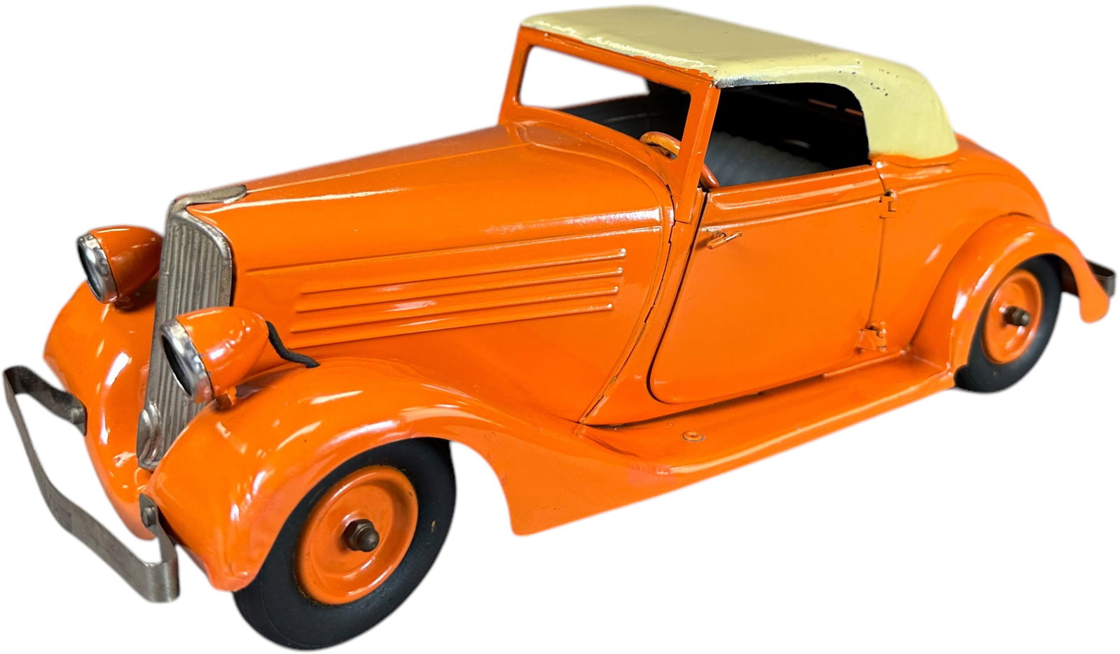 CIJ FRANCE RENAULT VIVA SPORT COUPE: 118. CIJ FRANCE RENAULT VIVA SPORT COUPE | France. Wind-up motor is working. Ex: Ira Bernstein Collection. | 12.5" l. | The most miniscule pin head sized spots of in-painting to chips along fenders ar