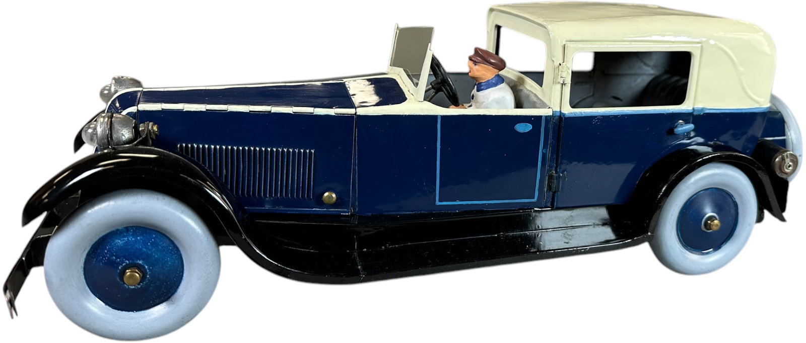 JEP 1930S RENAULT 40HP TOWN CAR: 120. JEP 1930S RENAULT 40HP TOWN CAR | France. Wind-up motor is working, headlight batteries untested. Ex: Ira Bernstein Collection. | 17.5" l. | Repainted, (Very Good to Excellent Condition) | $800 -