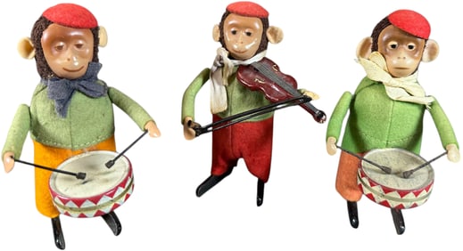 THREE SCHUCO MONKEY MUSICIANS