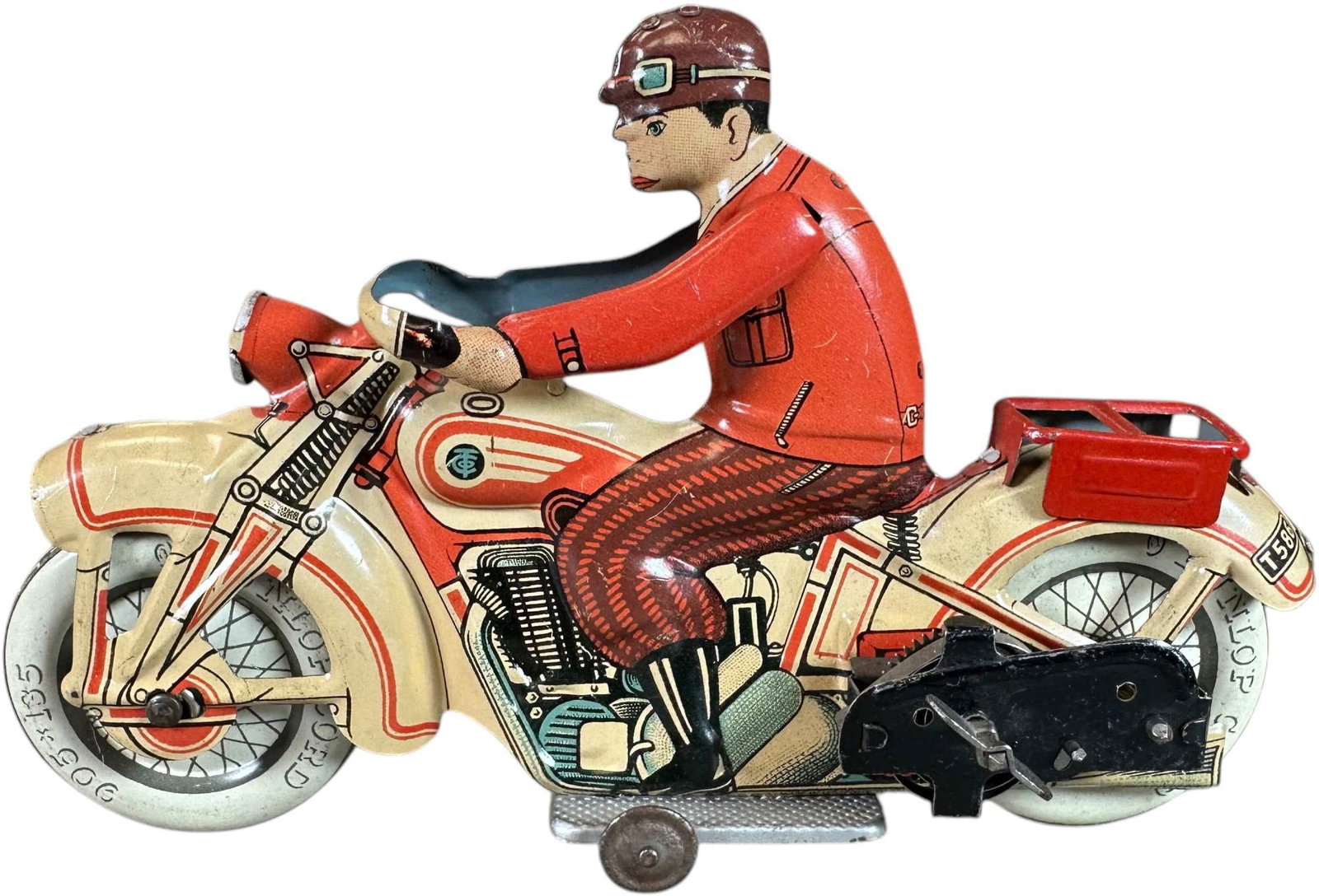 TIPPCO TOURING MOTORCYCLE RIDER: 135. TIPPCO TOURING MOTORCYCLE RIDER | Germany, working wind-up motor, scarce example in great condition! | 7.5" l. | (Pristine Condition) | $600 - $1,200
