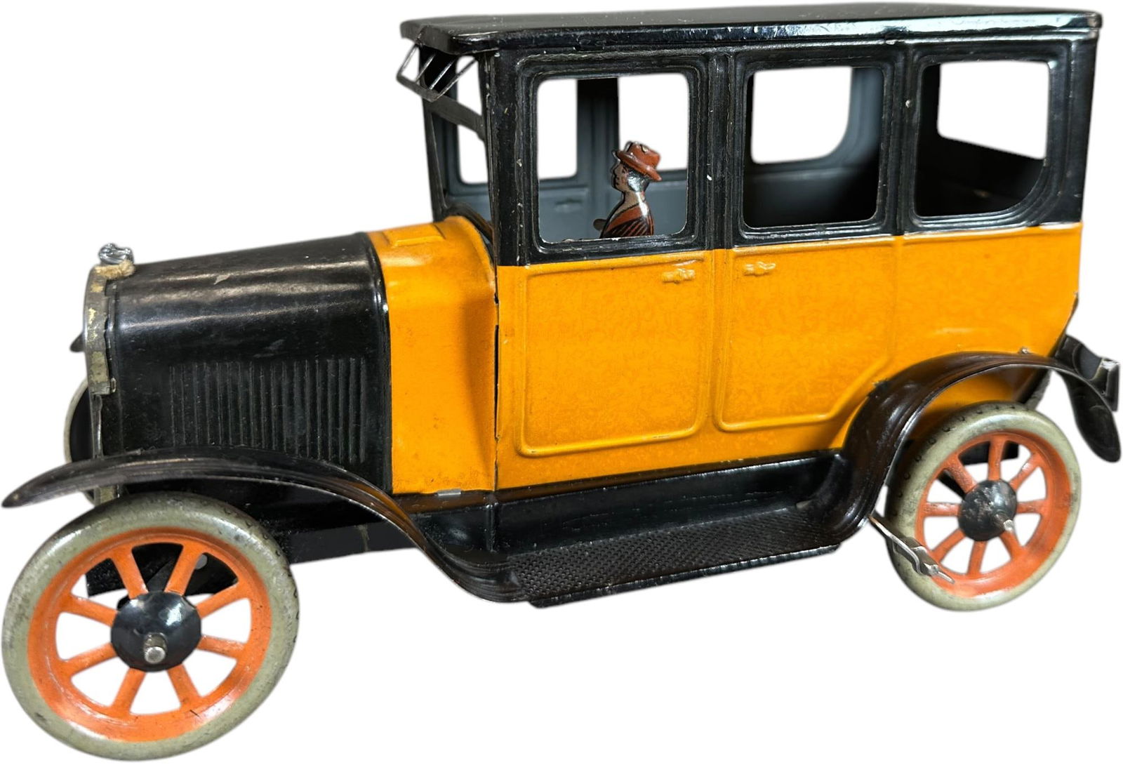 LARGE BING FORD MODEL T TAXI CAB: 195. LARGE BING FORD MODEL T TAXI CAB | Germany. Wind-up motor is working. | 8.5" l. | (Excellent Condition) | $500 - $1,000
