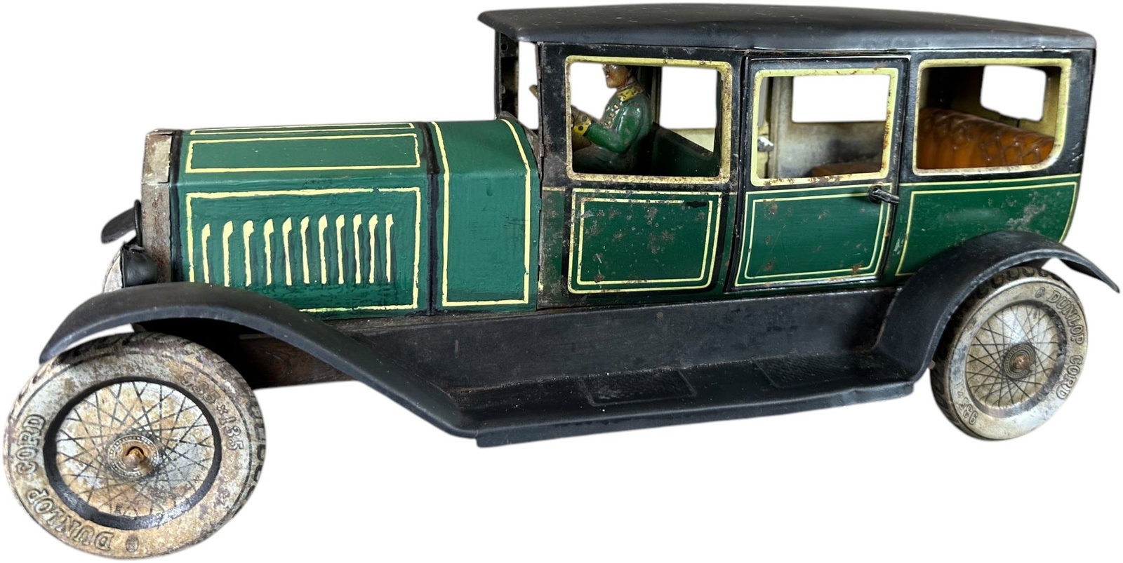 TIPPCO ROLLS ROYCE LIMOUSINE: 198. TIPPCO ROLLS ROYCE LIMOUSINE | Germany. Wind-up motor is working. | 16" l. | Missing hood ornament, fenders and top of roof overpainted black, bonnet has overpaint to top and one side, otherwise 
