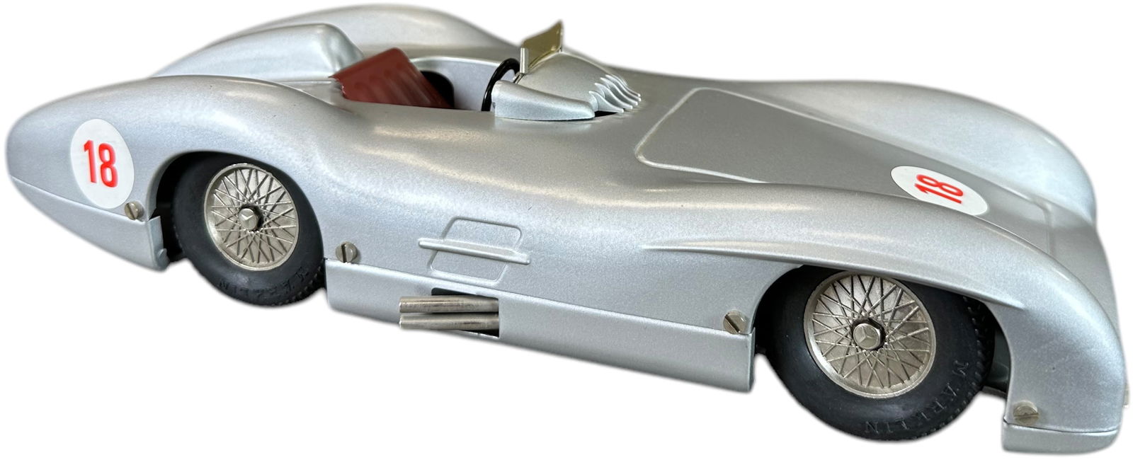 MARKLIN MERCEDES RACER #18: 211. MARKLIN MERCEDES RACER #18 | Germany, working wind-up motor. | 13" l. | (Pristine Condition) | $150 - $300