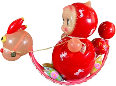 HUGE JAPANESE CELLULOID ROLY POLY BELL CHIMER