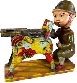 MASUDAYA CELLULOID SPARKLING MACHINE GUN SOLDIER