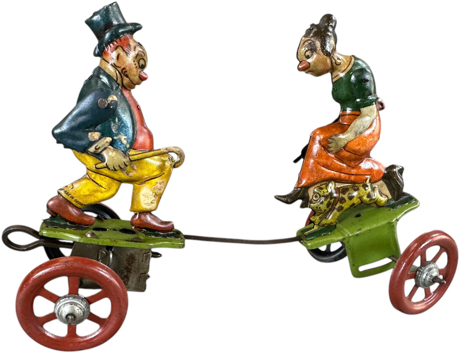 EINFALT NIFTY MAGGIE & JIGGS PLATFORM TOY: 267. EINFALT NIFTY MAGGIE & JIGGS PLATFORM TOY | Germany, wind-up motor. | 7.5" l. | (Excellent Condition) | $300 - $600
