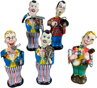 FIVE LINEMAR WIND-UP MUSICIAN FIGURES