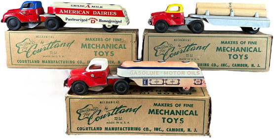 THREE COURTLAND BOXED DELIVERY TRUCKS