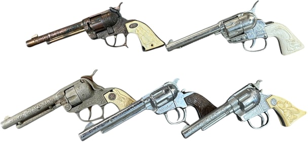 FIVE CHILDRENS WESTERN CAP PISTOL GUNS