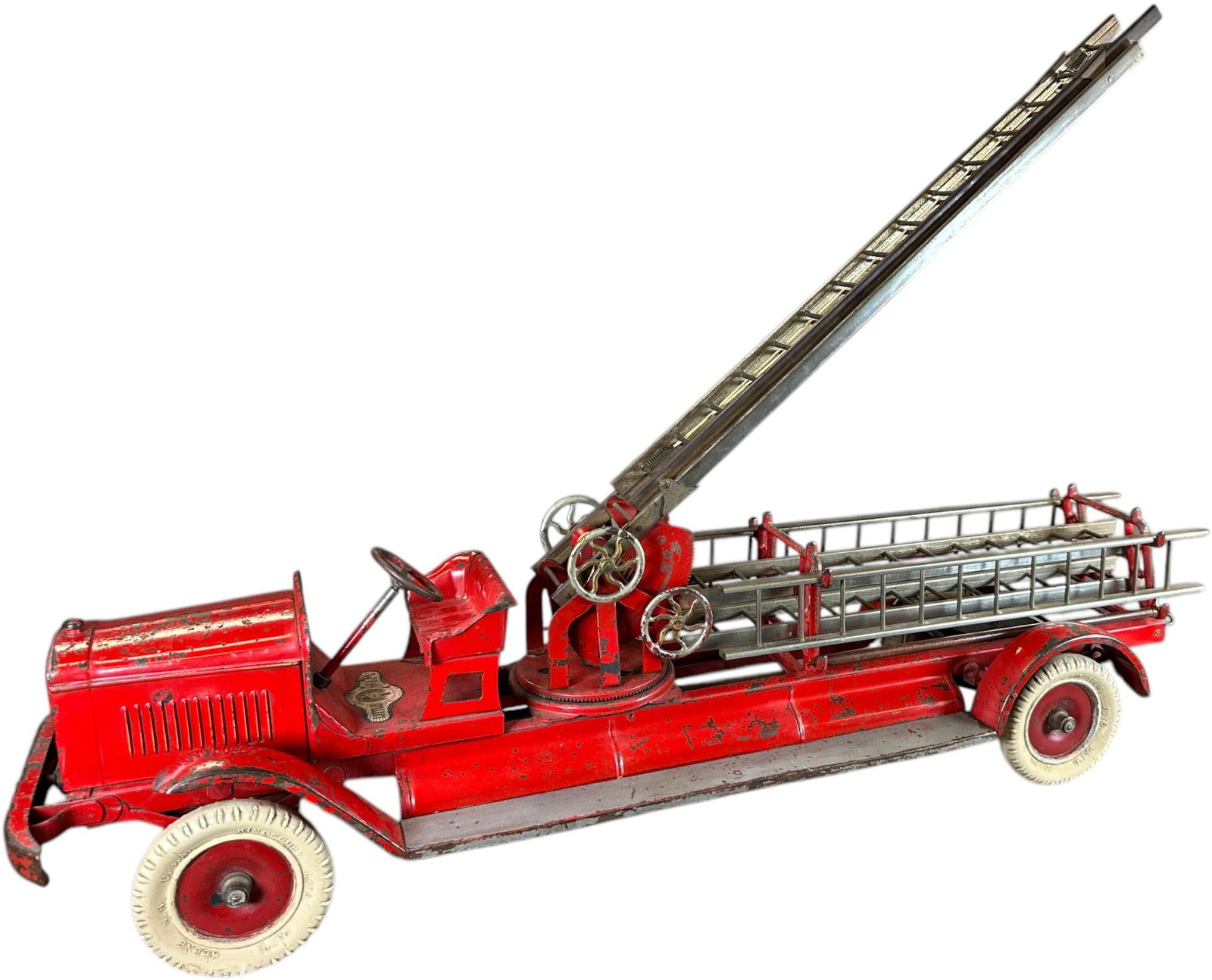 KINGSBURY LITTLE JIM EXTENSION LADDER TRUCK: 412. KINGSBURY LITTLE JIM EXTENSION LADDER TRUCK | 33" l. | (Very Good to Excellent Condition) | $700 - $1,400