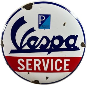 PORCELAIN VESPA SERVICE ADVERTISING SIGN