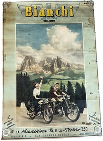 BIANCHI ITALY MOTORCYCLE ADVERTISING POSTER