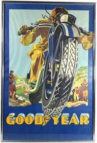 GOODYEAR HILLCLIMBER MOTORCYCLE 1928 POSTER