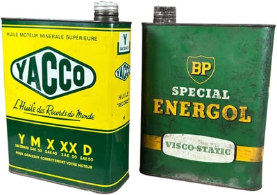 ITALIAN YACCO & BP 3-LITER MOTOR OIL CANS
