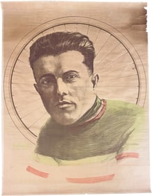 PORTRAIT OF A RACER ITALIAN BICYCLE POSTER