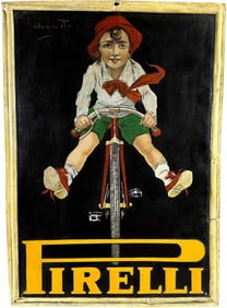 PIRELLI TIRES EMBOSSED TIN SIGN