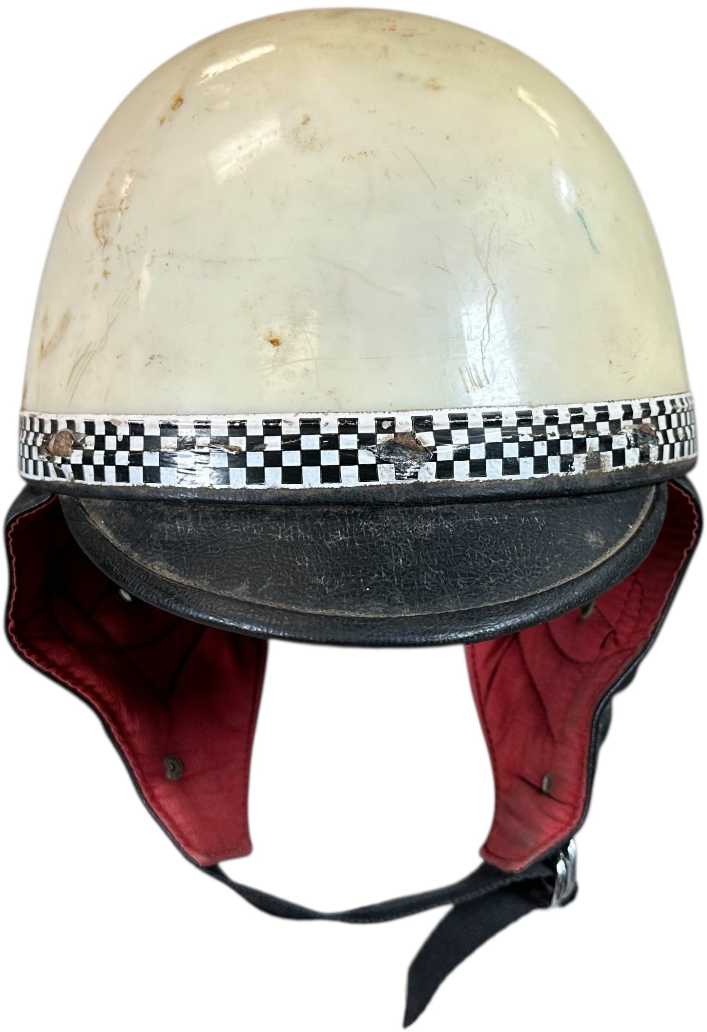 ITALIAN SIM ADULT MOTORCYCLE HELMET: 50. ITALIAN SIM ADULT MOTORCYCLE HELMET | Marked ALSIL NP 735-736 Agosto 1971 N?55 From the Italian collection of Steno Tonelli. | 8" dia. | (Good to Very Good Condition) | $100 - $200