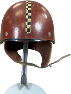 CZECHOSLOVAKIA ADULT CYCLE HELMET: 51. CZECHOSLOVAKIA ADULT CYCLE HELMET | From the Italian collection of Steno Tonelli. | 8" dia. | Small paint chips to helmet, otherwise (Good Condition) | $150 - $300