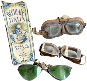 THREE VINTAGE RACING MOTORCYCLE GOGGLES
