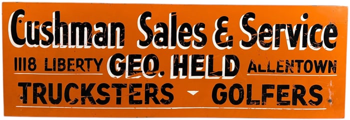 PORCELAIN CUSHMAN SALES & SERVICE SIGN