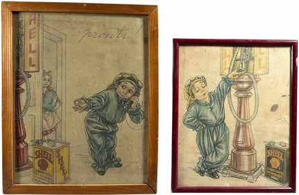 FRAMED SHELL MOTOR OIL ADVERTISEMENTS