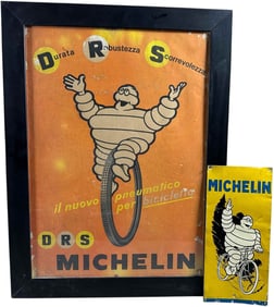 MICHELIN POSTER W/ TIN DOOR PUSH SIGN