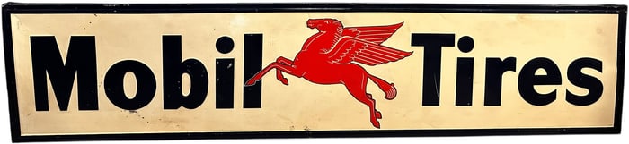 EXTRA LARGE MOBIL TIRES EMBOSSED TIN SIGN