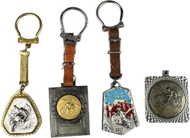 FOUR ITALIAN MOTORCYCLE RACING KEY CHAINS