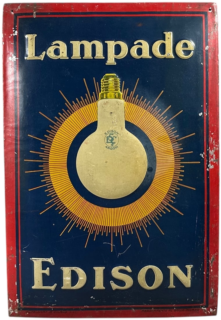EDISON LAMPADE EMBOSSED TIN SIGN (1 of 5)