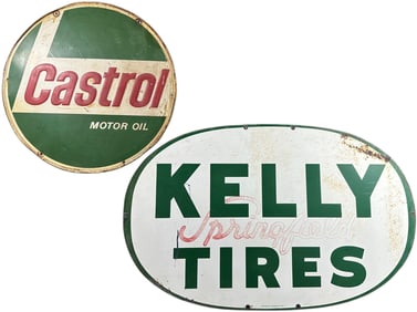 CASTROL MOTOR OIL & KELLY TIRES SIGNS