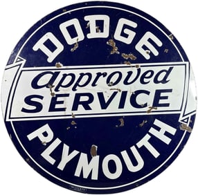 PORCELAIN DODGE PLYMOUTH DEALER SIGN