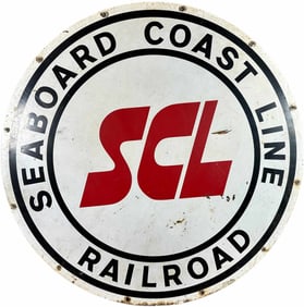 PORCELAIN SEABOARD COAST LINE RAILROAD SIGN