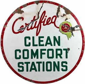 PORCELAIN CERTIFIED CLEAN COMFORT STATION SIGN
