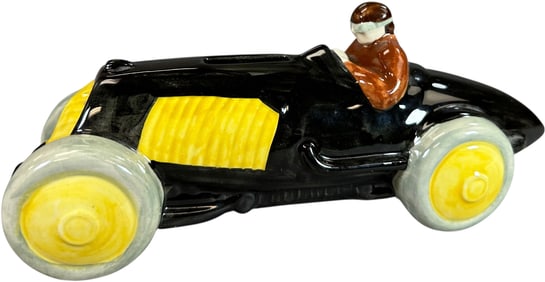 QUIMPER POTTERY RACE CAR CHILDRENS BANK