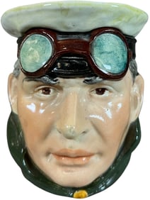 CHAUFFER BUST MAJOLICA CERAMIC TOBACCO JAR