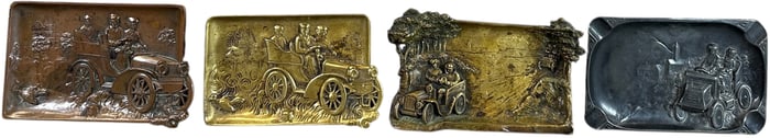 FOUR EARLY OPEN AUTOMOBILE ASHTRAYS