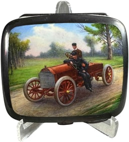 ENAMELED AUTOMOTIVE THEME CIGARETTE CASE