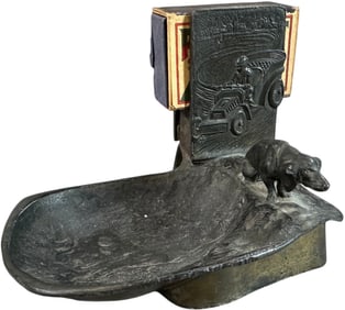 AUTOMOTIVE & DOG ASHTRAY W/ MATCH HOLDER