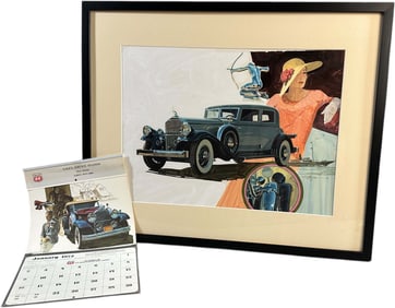 FRAMED T. HOYNE ORIGINAL PIERCE ARROW & CALENDAR