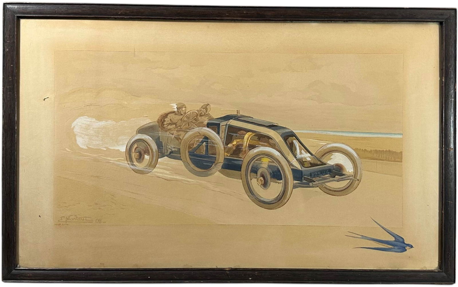FRAMED MONTAUT BLUE BIRD RACE CAR PRINT (1 of 5)